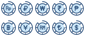 Валютные элементы набор иконок