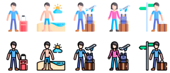 Travel people icon pack