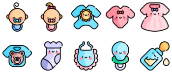 Baby and toys icon pack