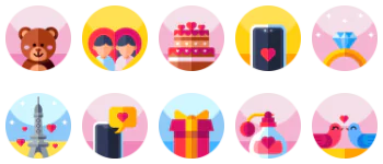 День святого Валентина набор иконок