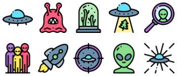 НЛО и пришельцы набор иконок
