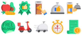 Food delivery набор иконок