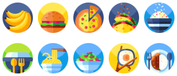 Food paquete de iconos