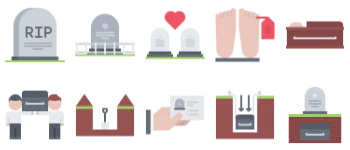 Funeral pacote de ícones