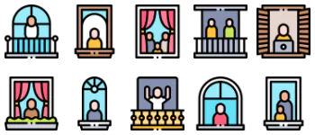 People in Windows and Balconies Icon-Paket