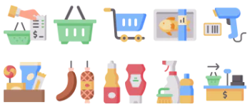Супермаркет набор иконок