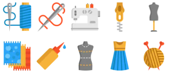 Sewing Elements Icon-Paket