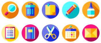 Канцелярские товары набор иконок