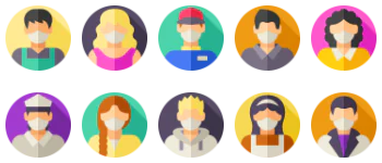 Avatars with medical masks набір іконок