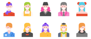 Маска женского аватара набор иконок