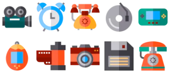 Ретро-электроника набор иконок