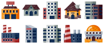 Здания набор иконок