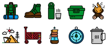 Camping party icon pack