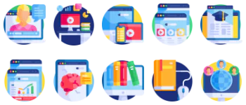 Цифровое обучение набор иконок