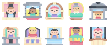 People in windows and balconies icon pack