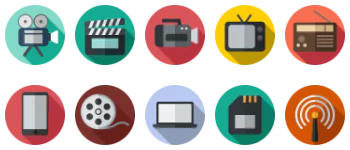 Закругленное мультимедиа набор иконок