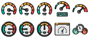 Спидометр и время набор иконок
