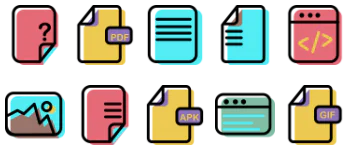Тип цветного файла и ресурсы контента набор иконок