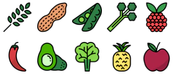 Fruits and vegetables paquete de iconos