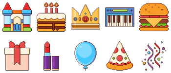 Пиксель дня рождения набор иконок