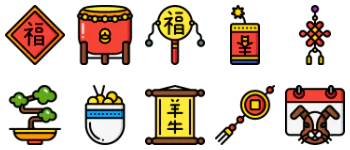 Китайский Новый год набор иконок