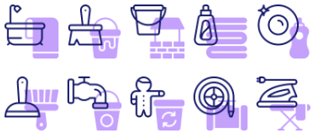 Уборка номеров набор иконок