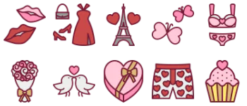 Linear Color Valentines Day Set gói biểu tượng