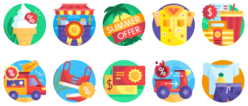 Летние распродажи набор иконок