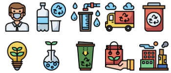 Переработка энергии набор иконок