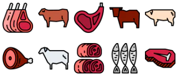Animals and food paquete de iconos