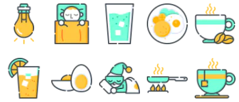 Morning breakfast icon pack