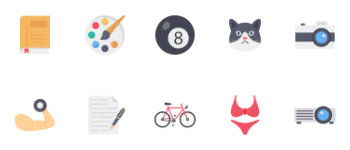 Hobbies and free time flat icon pack