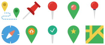 Pins and locations jeu d'icônes
