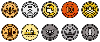 Asia coins icon pack
