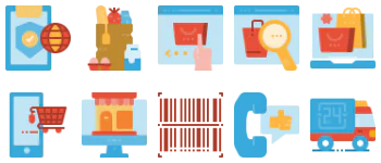 Online shopping & retail jeu d'icônes