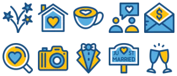 Любовь и свадьба набор иконок