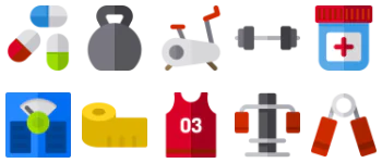 Fitness and equipment linear icon pack