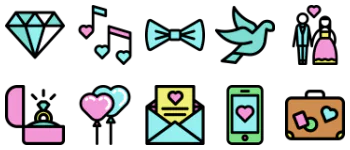 Linear Color Love Set jeu d'icônes