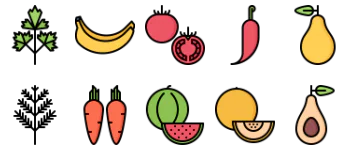 Fruits and Vegetables paquete de iconos