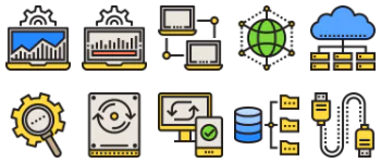 Network and Database Outline paquete de iconos