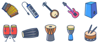 Музыкальные инструменты набор иконок