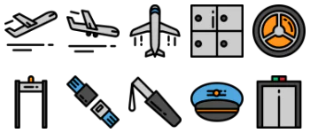 Airport mega pack linear icon pack