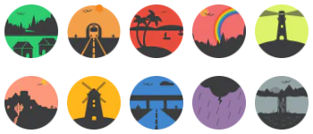 Пейзажи набор иконок