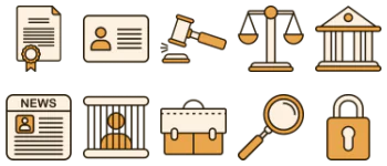 Право и юридические набор иконок