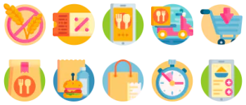 Еда на вынос набор иконок