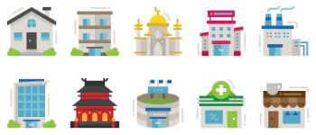 Buildings paquete de iconos